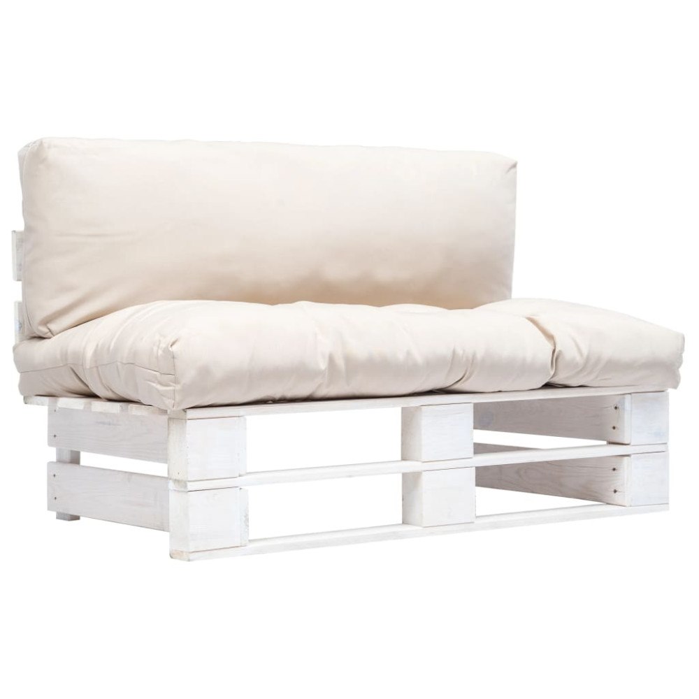 vidaXL Pallsoffa med dynor sandfärgad massiv furu