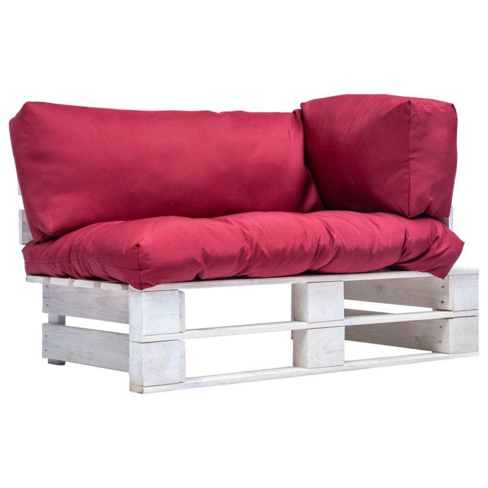 vidaXL Pallsoffa med röda dynor furu