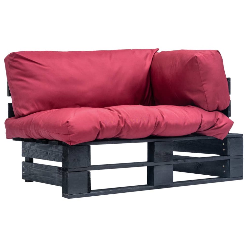 vidaXL Pallsoffa med dynor röd massiv furu