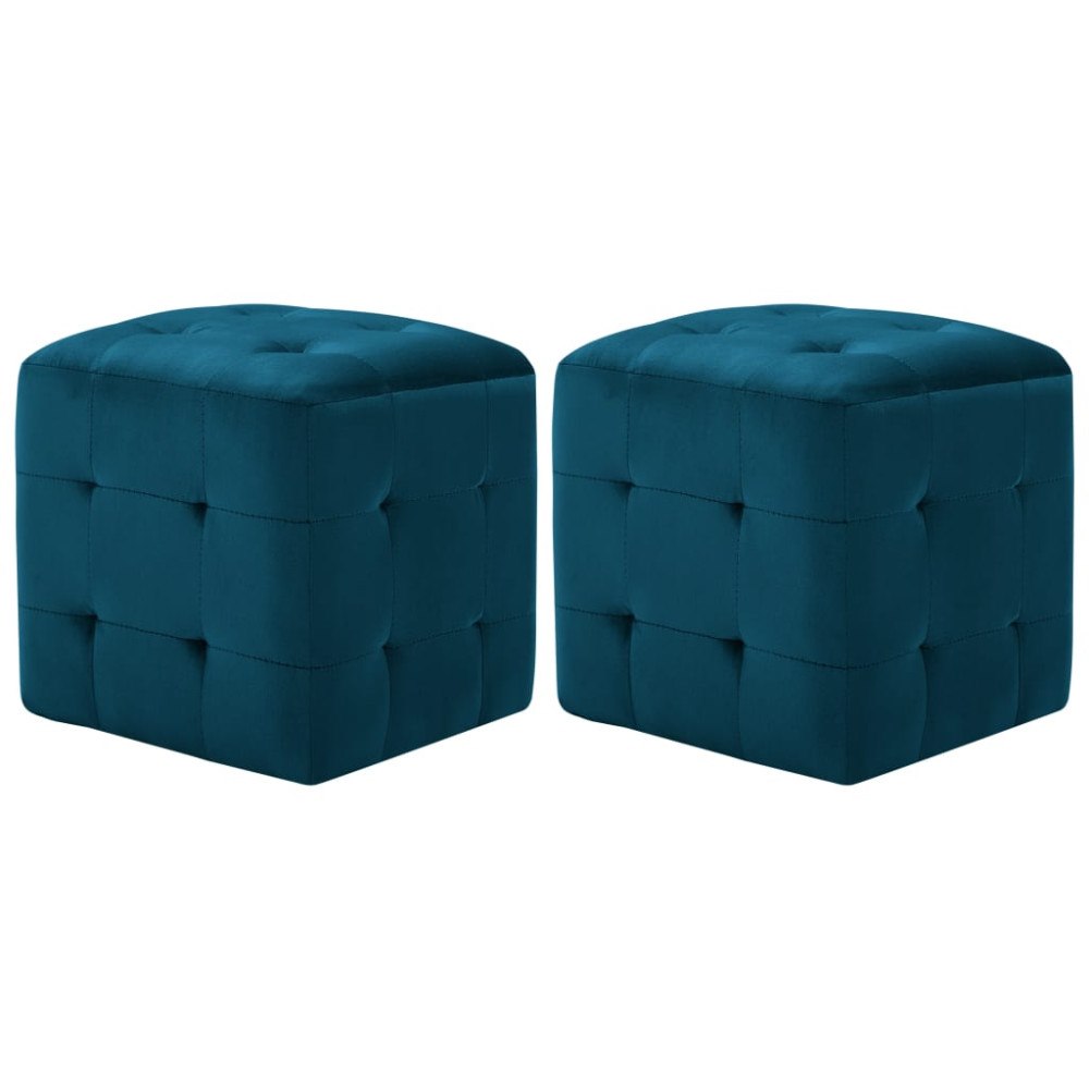 vidaXL Sittpuff 2 st blå 30x30x30 cm sammetstyg