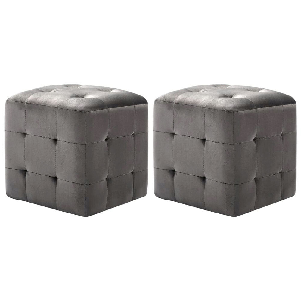 vidaXL Sittpuff 2 st grå 30x30x30 cm sammetstyg