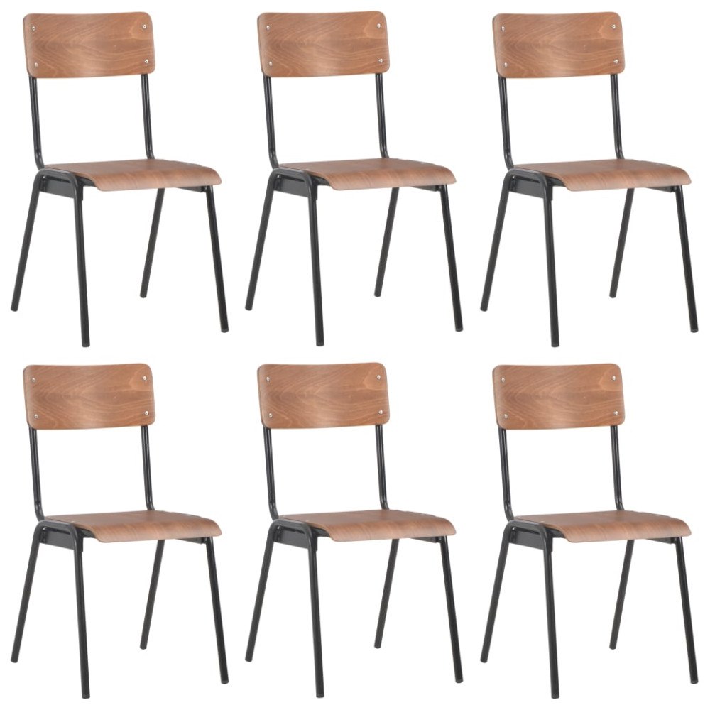vidaXL Matstolar 6 st brun plywood