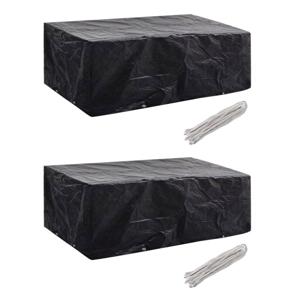 vidaXL Överdrag för trädgårdsmöbler 2 st 8 öljetter 200x160x70 cm