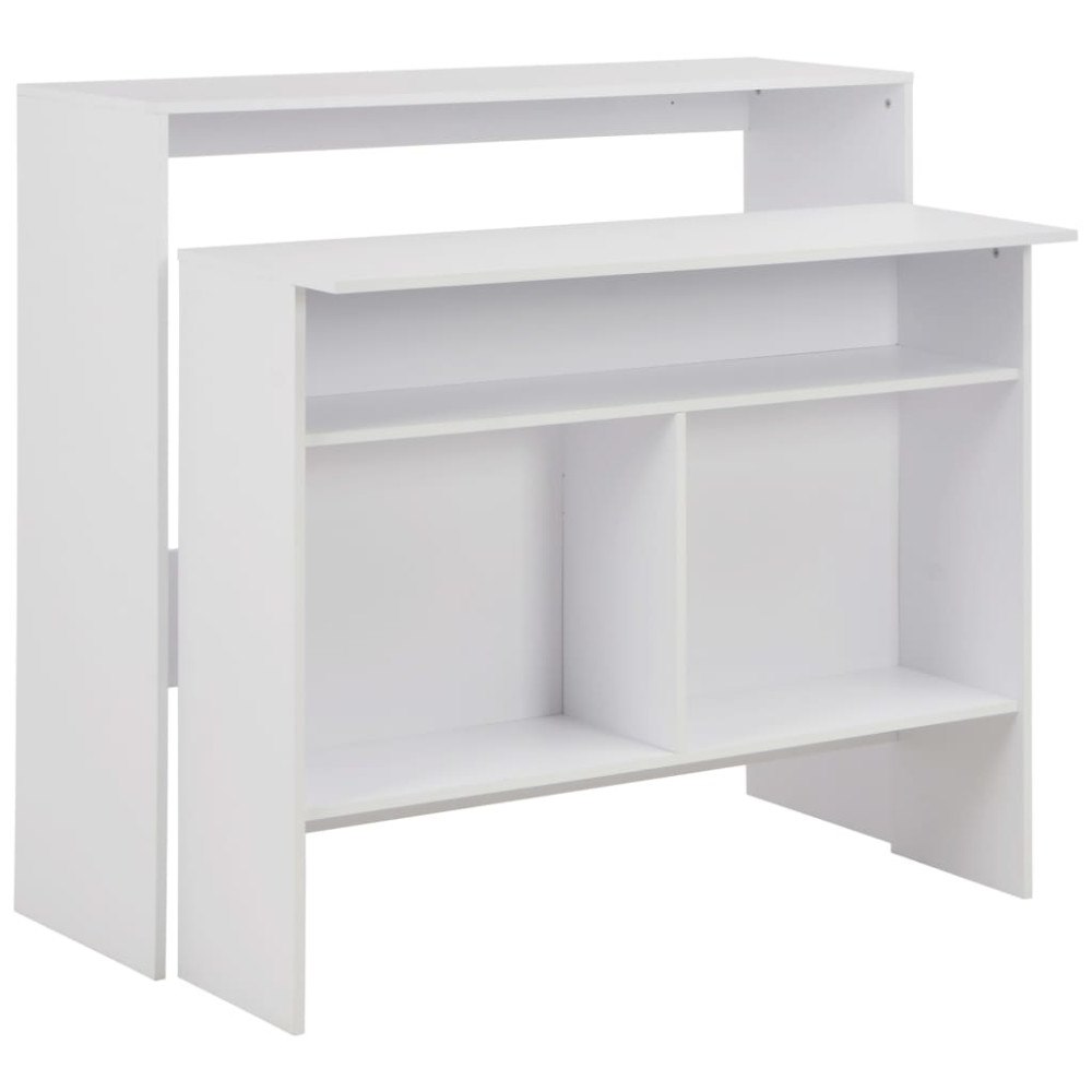 vidaXL Barbord med 2 bordsskivor vit 130x40x120 cm