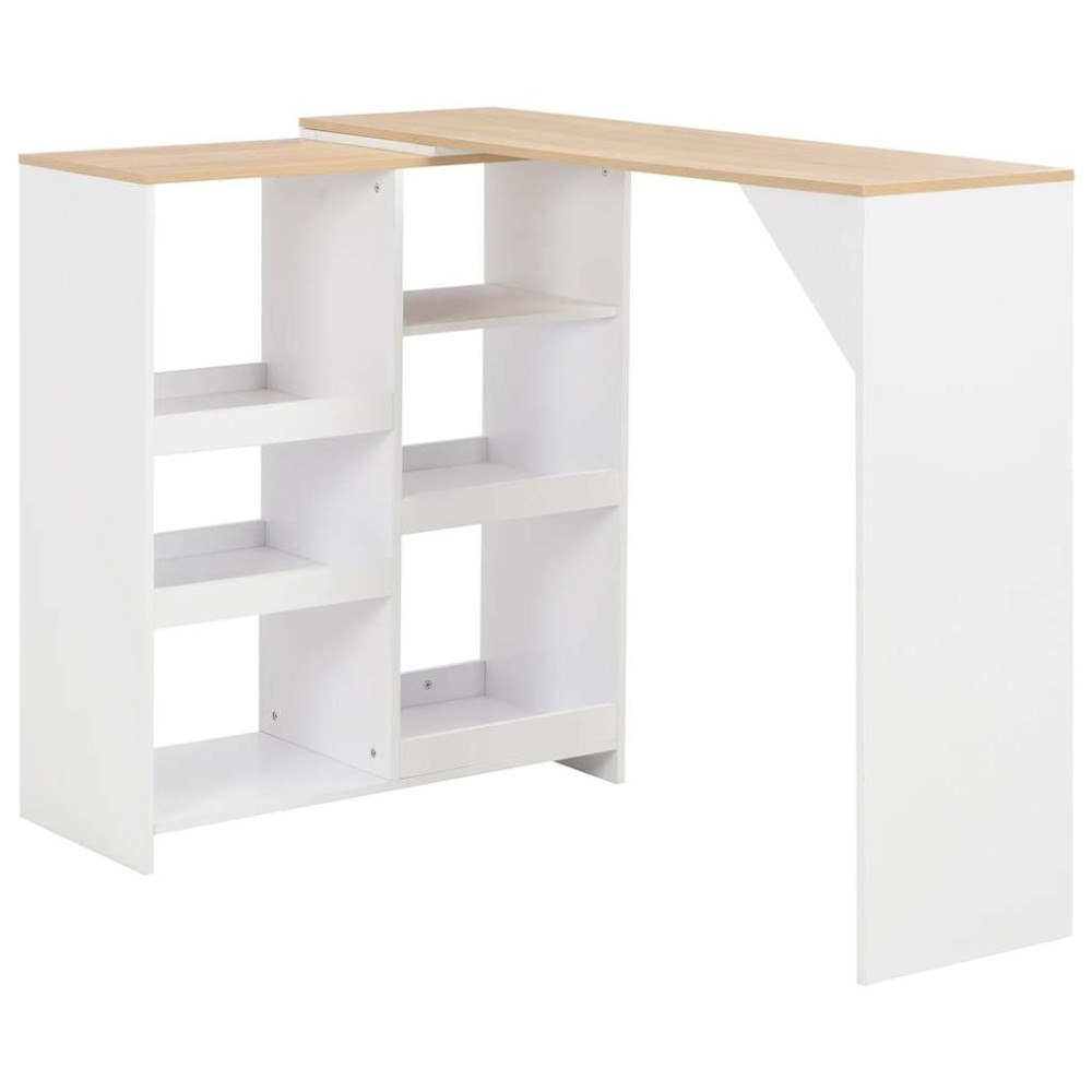 vidaXL Barbord med flyttbar hylla vit 138x39x110 cm