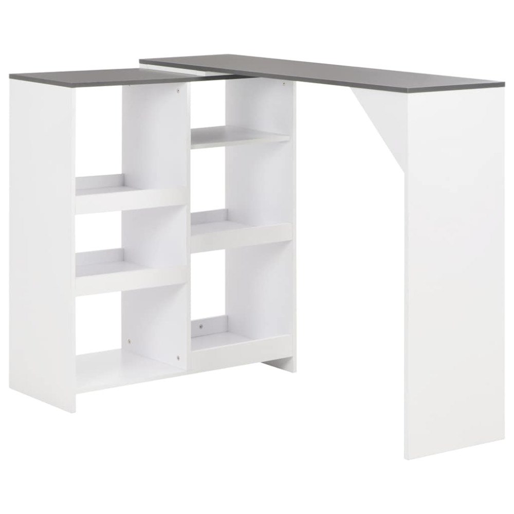 vidaXL Barbord med flyttbar hylla vit 138x39x110 cm