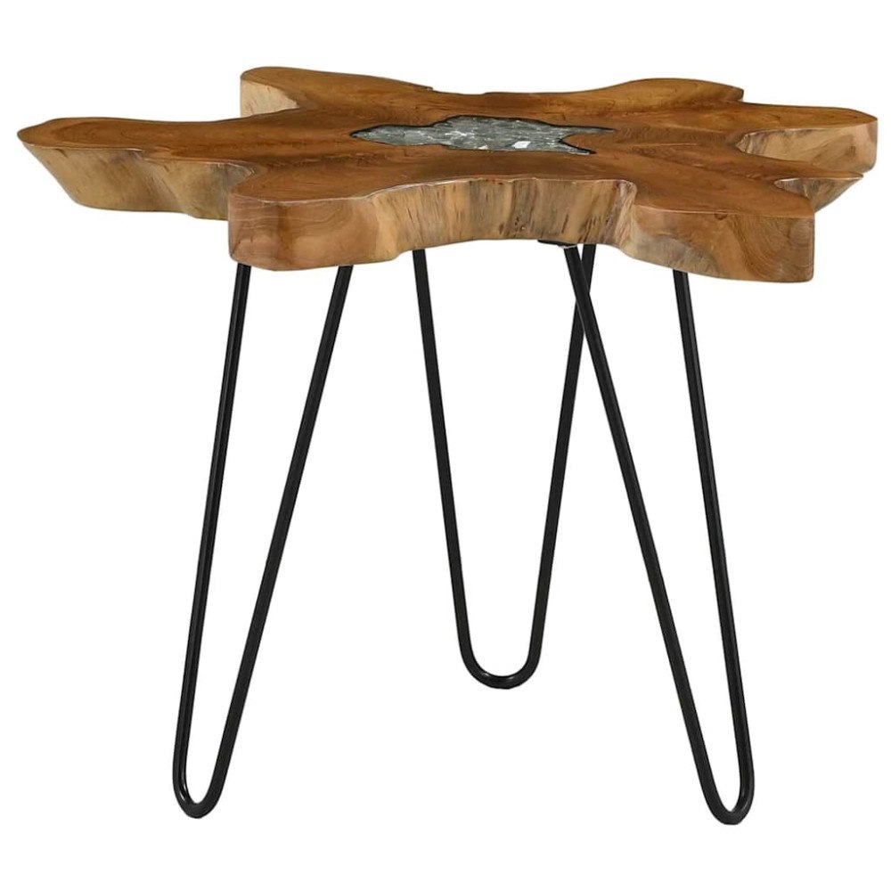 vidaXL Soffbord 70x45 cm massiv teak och polyresin