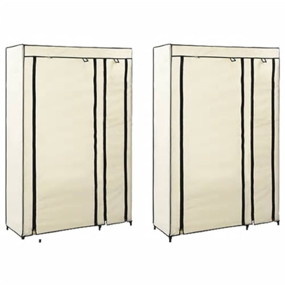 vidaXL Resegarderob 2 st gräddvit 110x45x175 cm tyg