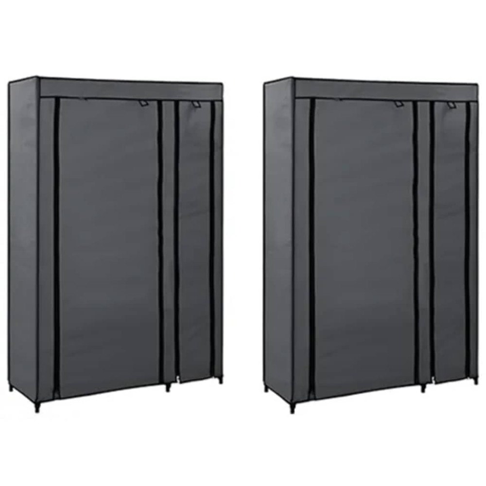 vidaXL Resegarderob 2 st grå 110x45x175 cm tyg