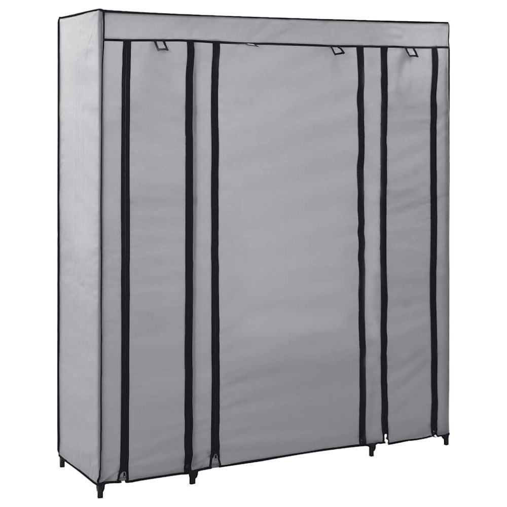 vidaXL Garderob med fack och stänger grå 150x45x176 cm tyg