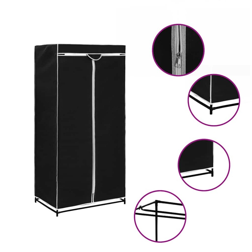 vidaXL Garderob svart 75x50x160 cm