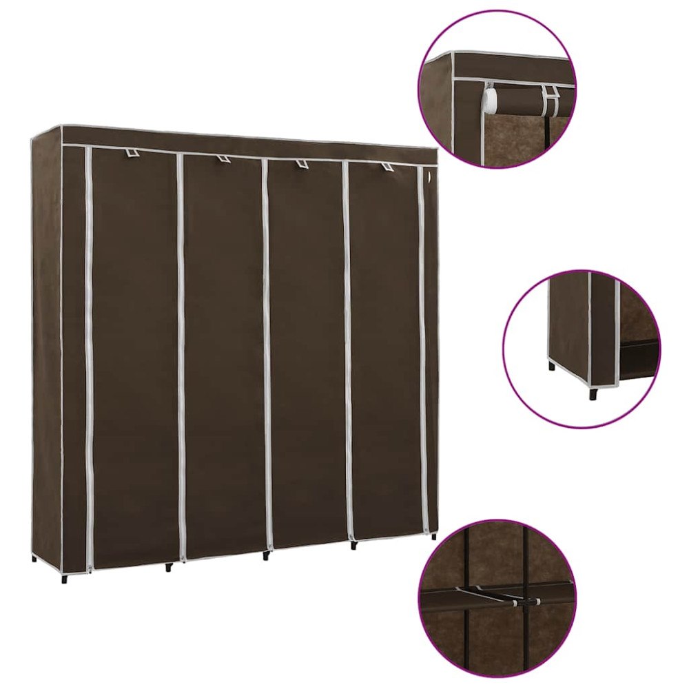 vidaXL Garderob med 4 utrymmen brun 175x45x170 cm