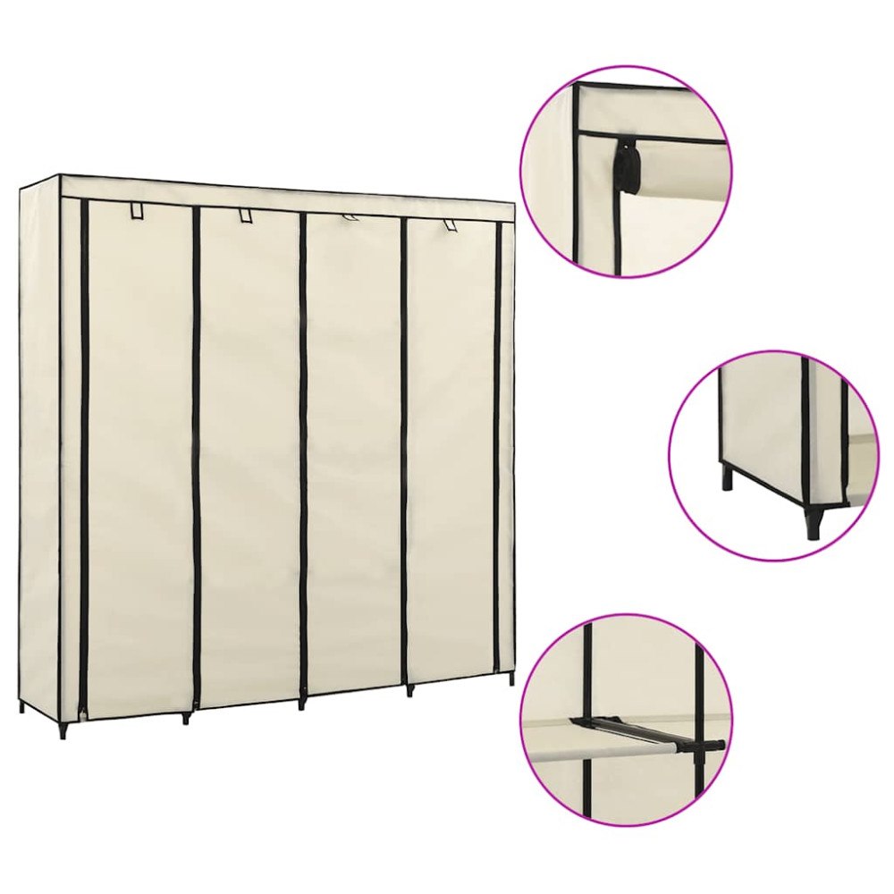 vidaXL Garderob med 4 fack gräddvit 175x45x170 cm