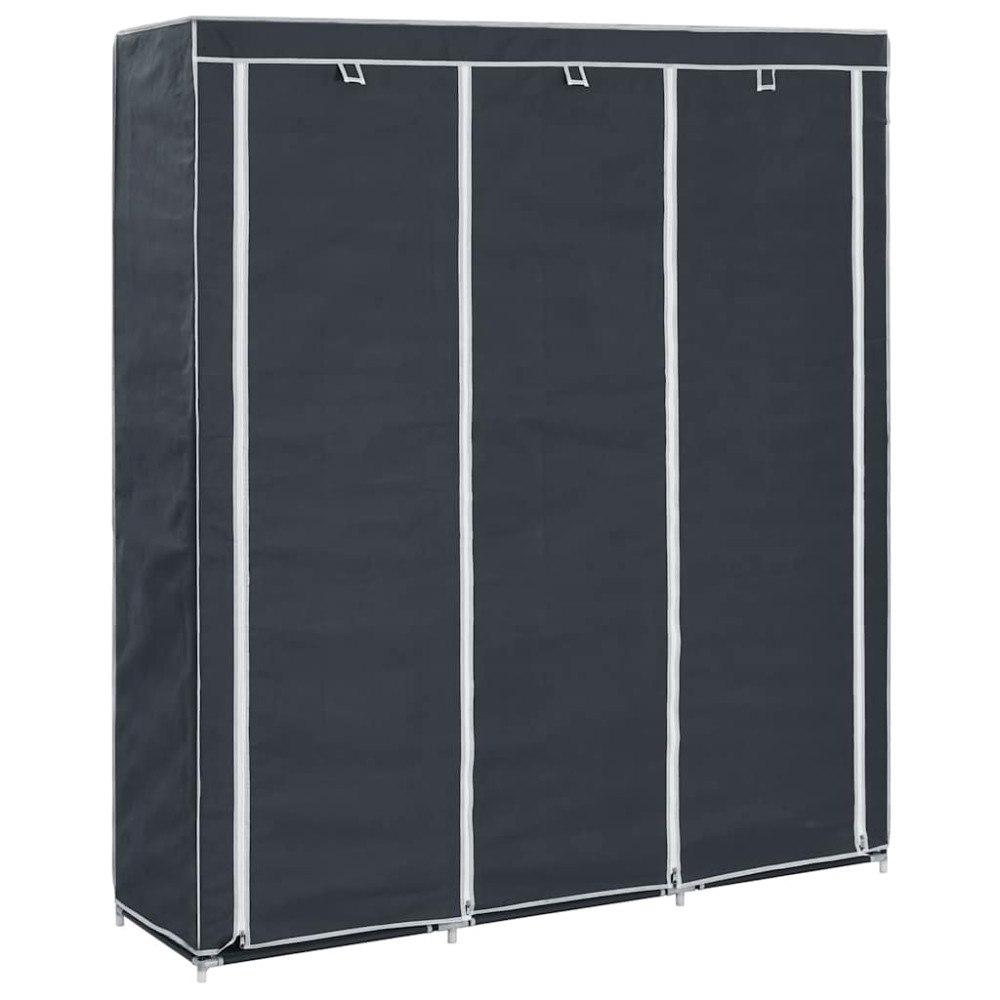 vidaXL Garderob med fack och stänger svart 150x45x175 cm tyg
