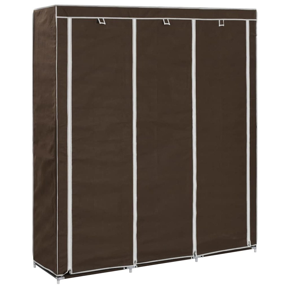 vidaXL Garderob med fack och stänger brun 150x45x175 cm tyg