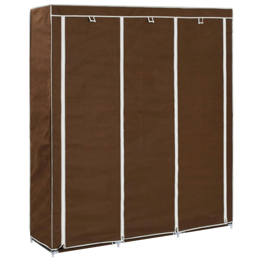 vidaXL Garderob med fack och stänger brun 150x45x175 cm tyg
