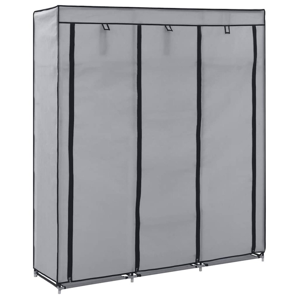 vidaXL Garderob med fack och stänger grå 150x45x175 cm tyg