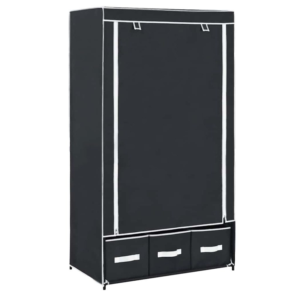 vidaXL Garderob svart 87x49x159 cm tyg