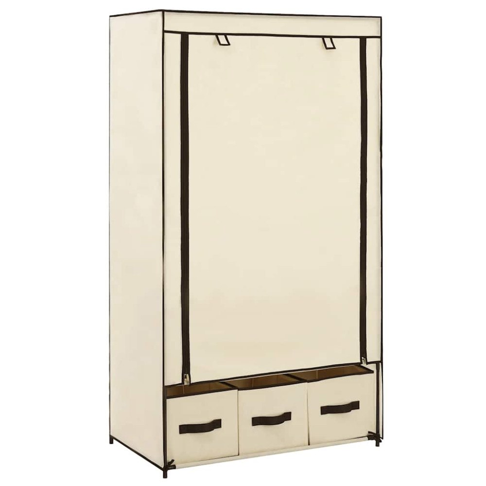 vidaXL Garderob gräddvit 87x49x159 cm tyg