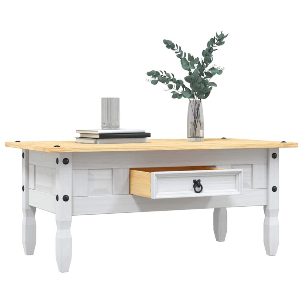 vidaXL Soffbord mexikansk coronastil furu vit 100x55x44 cm
