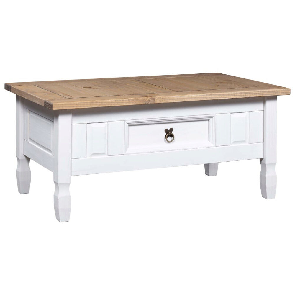 vidaXL Soffbord mexikansk coronastil furu vit 100x55x44 cm