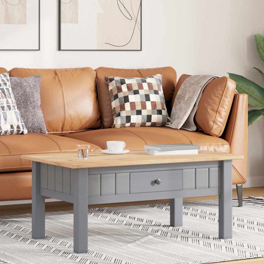 vidaXL Soffbord grå 100x60x43,5 cm massiv furu panama