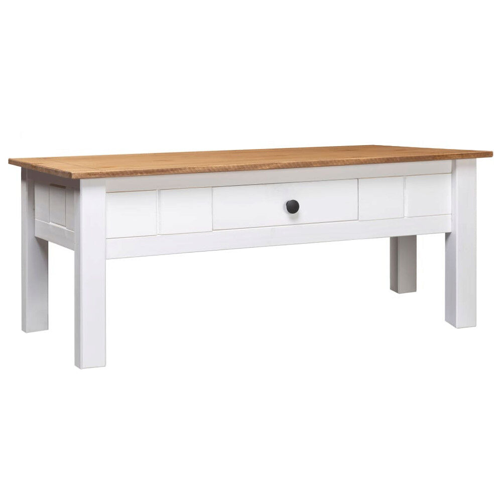 vidaXL Soffbord vit 100x60x45 cm massiv furu panama