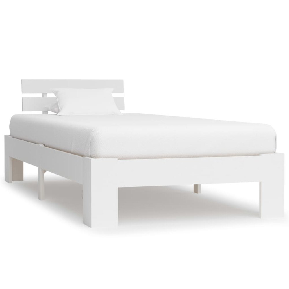 vidaXL Sängram utan madrass vit massiv furu 100x200 cm