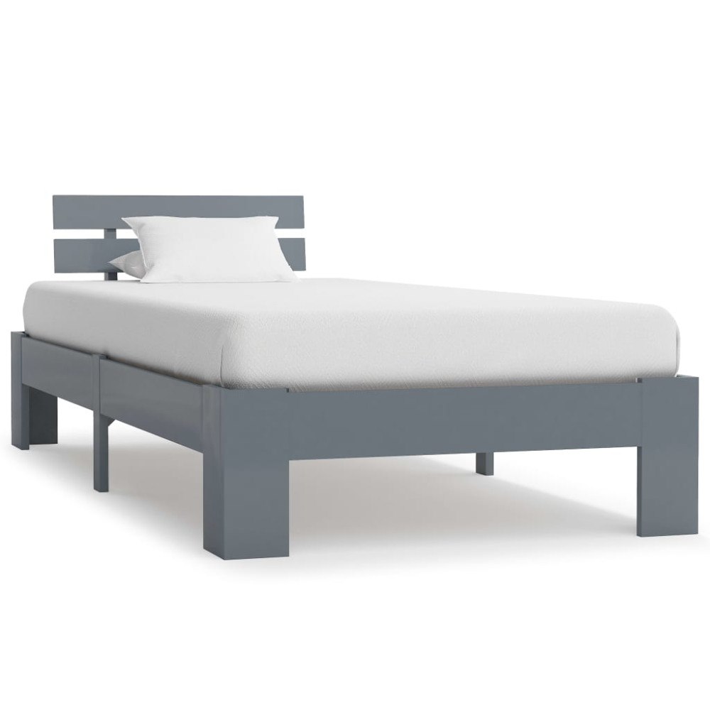 vidaXL Sängram utan madrass grå massiv furu 100x200 cm
