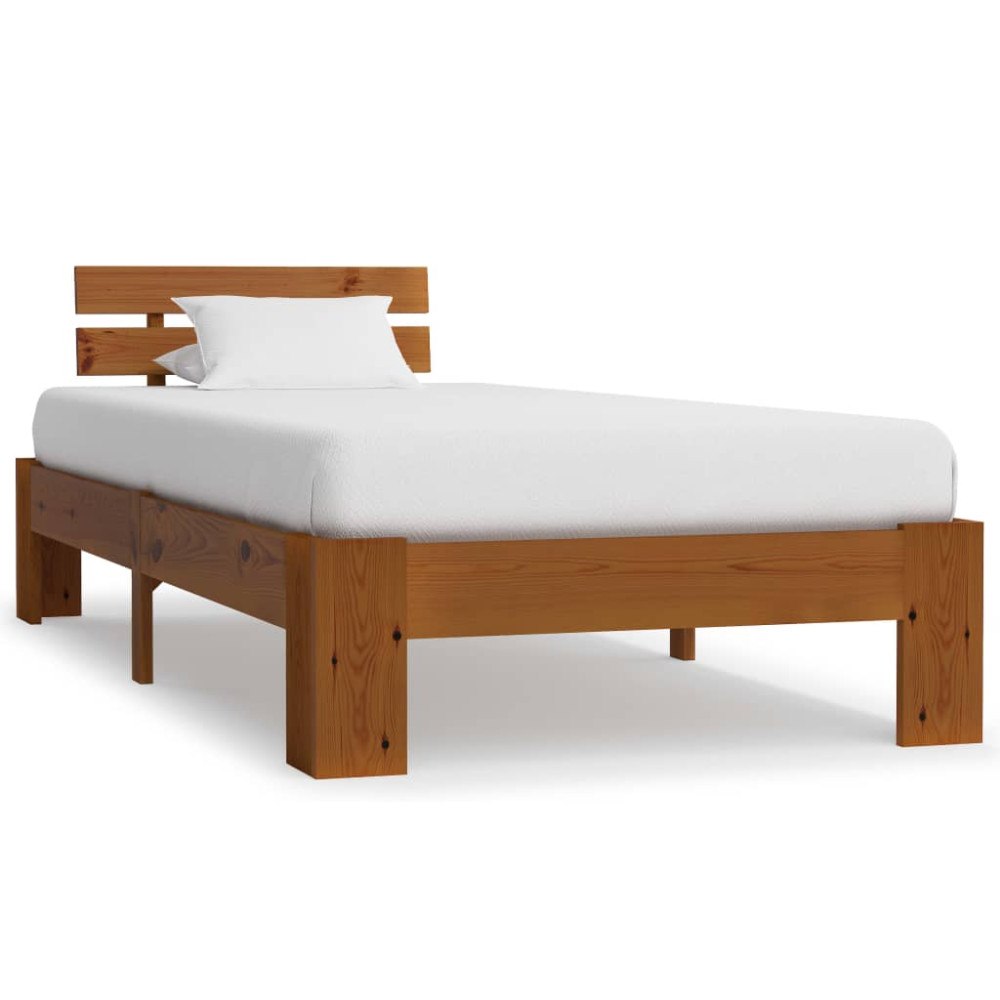 vidaXL Sängram honungsbrun massiv furu 100x200 cm