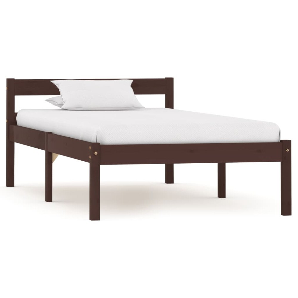 vidaXL Sängram utan madrass mörkbrun massiv furu 90x200 cm