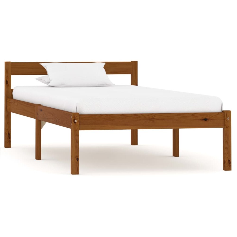 vidaXL Sängram utan madrass honungsbrun massiv furu 90x200 cm
