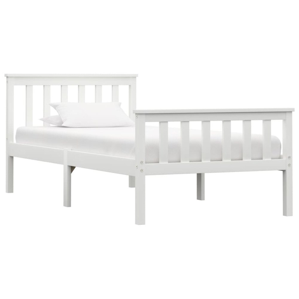 vidaXL Sängram utan madrass vit massiv furu 90x200 cm