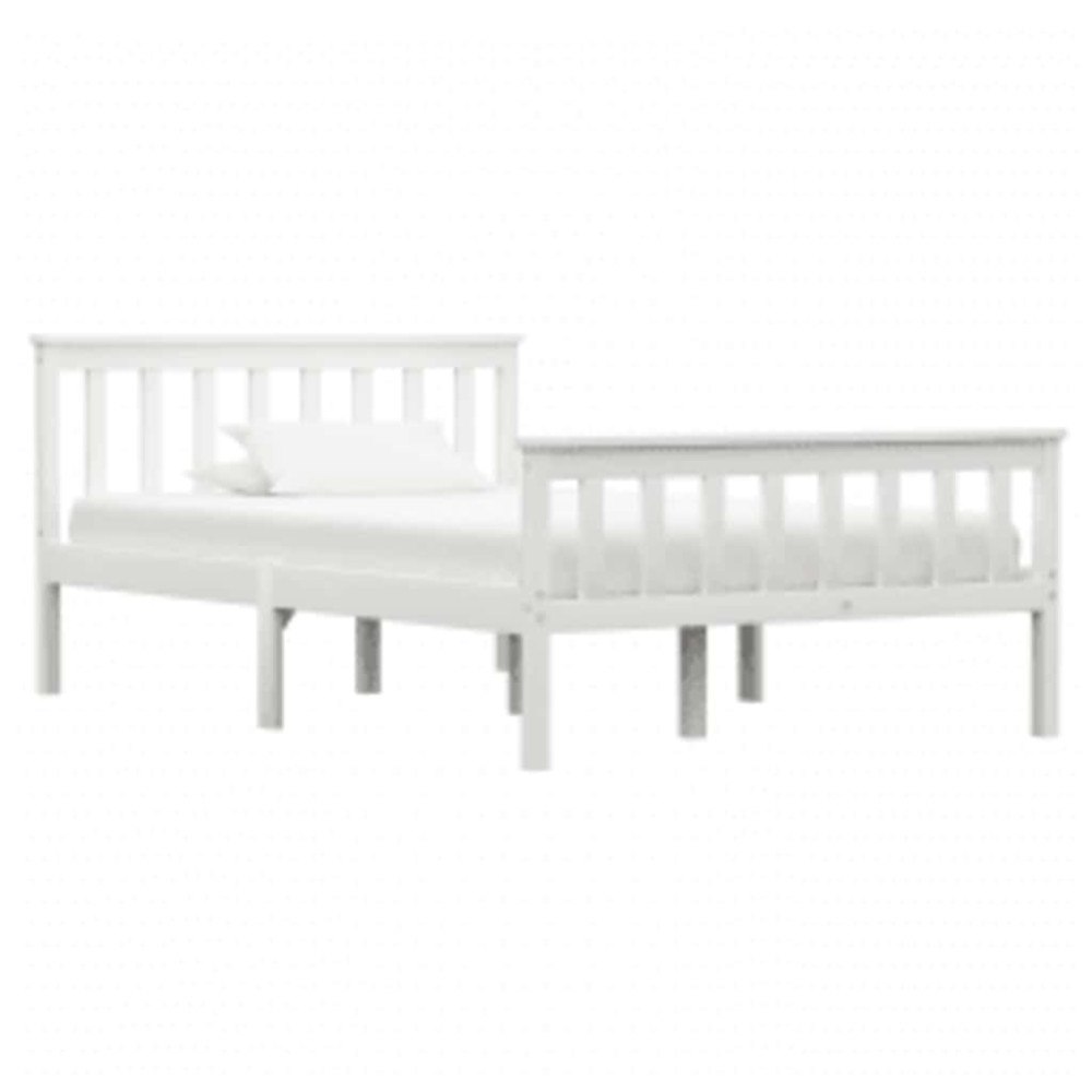 vidaXL Sängram utan madrass vit massiv furu 120x200 cm