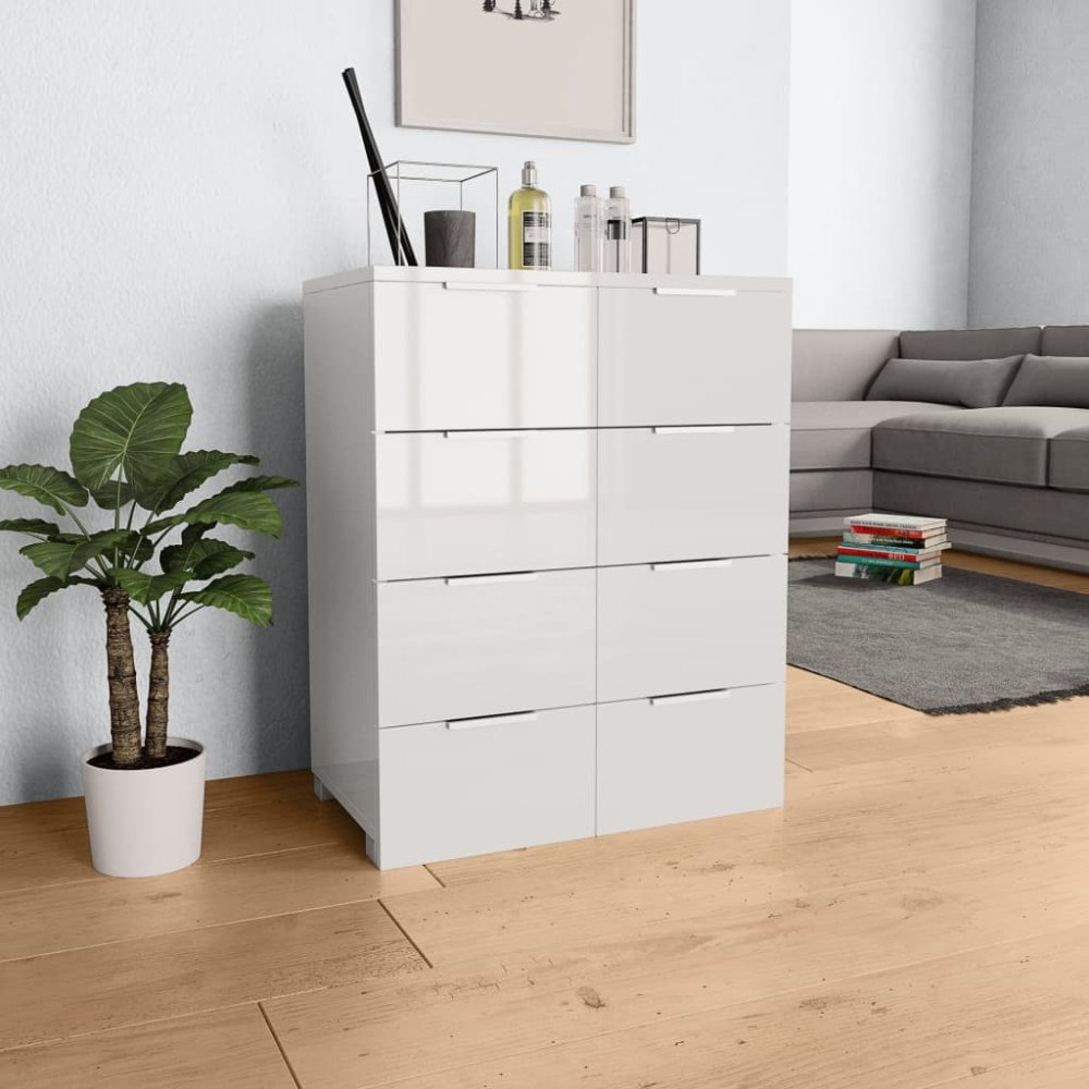 vidaXL Skänk högglans vit 60x35x80 cm spånskiva