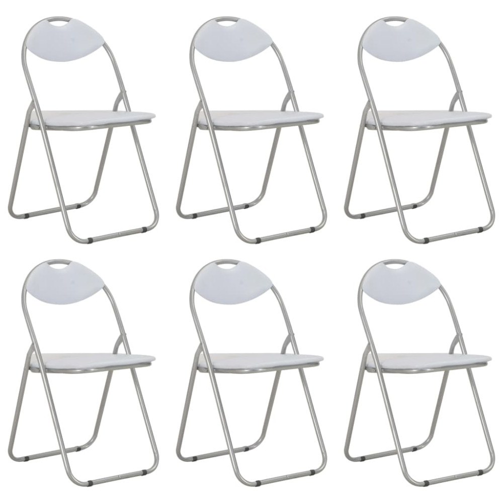 vidaXL Hopfällbara matstolar 6 st vit konstläder