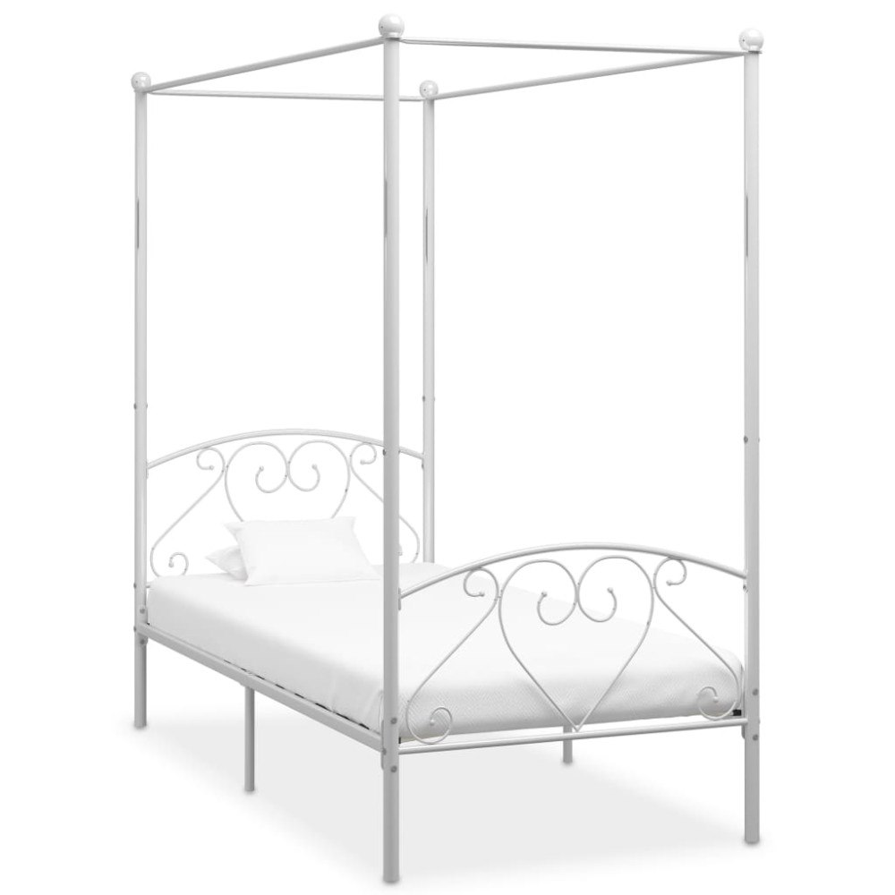 vidaXL Sänghimmel utan madrass vit metall 100x200 cm