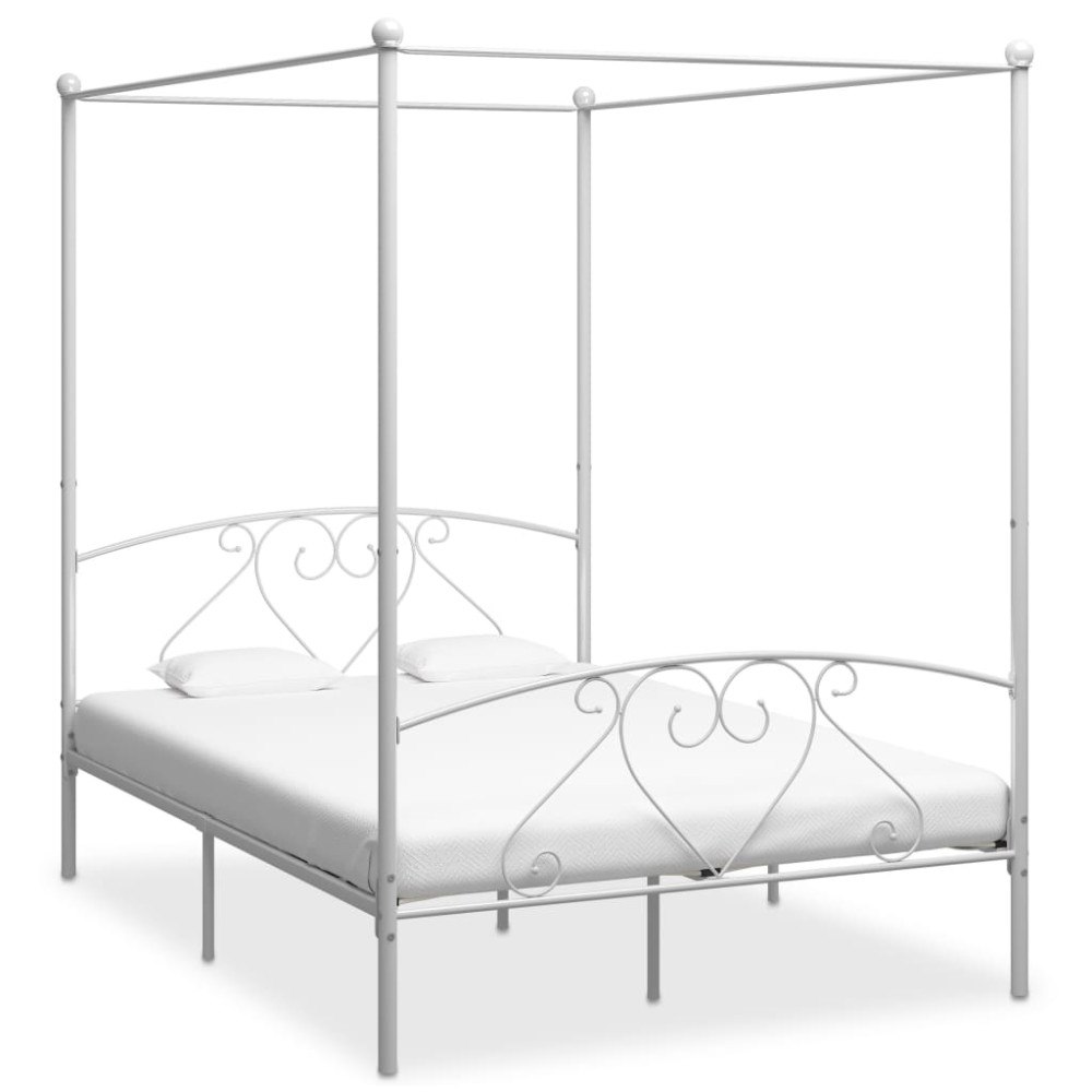 vidaXL Sänghimmel utan madrass vit 140x200 cm metall