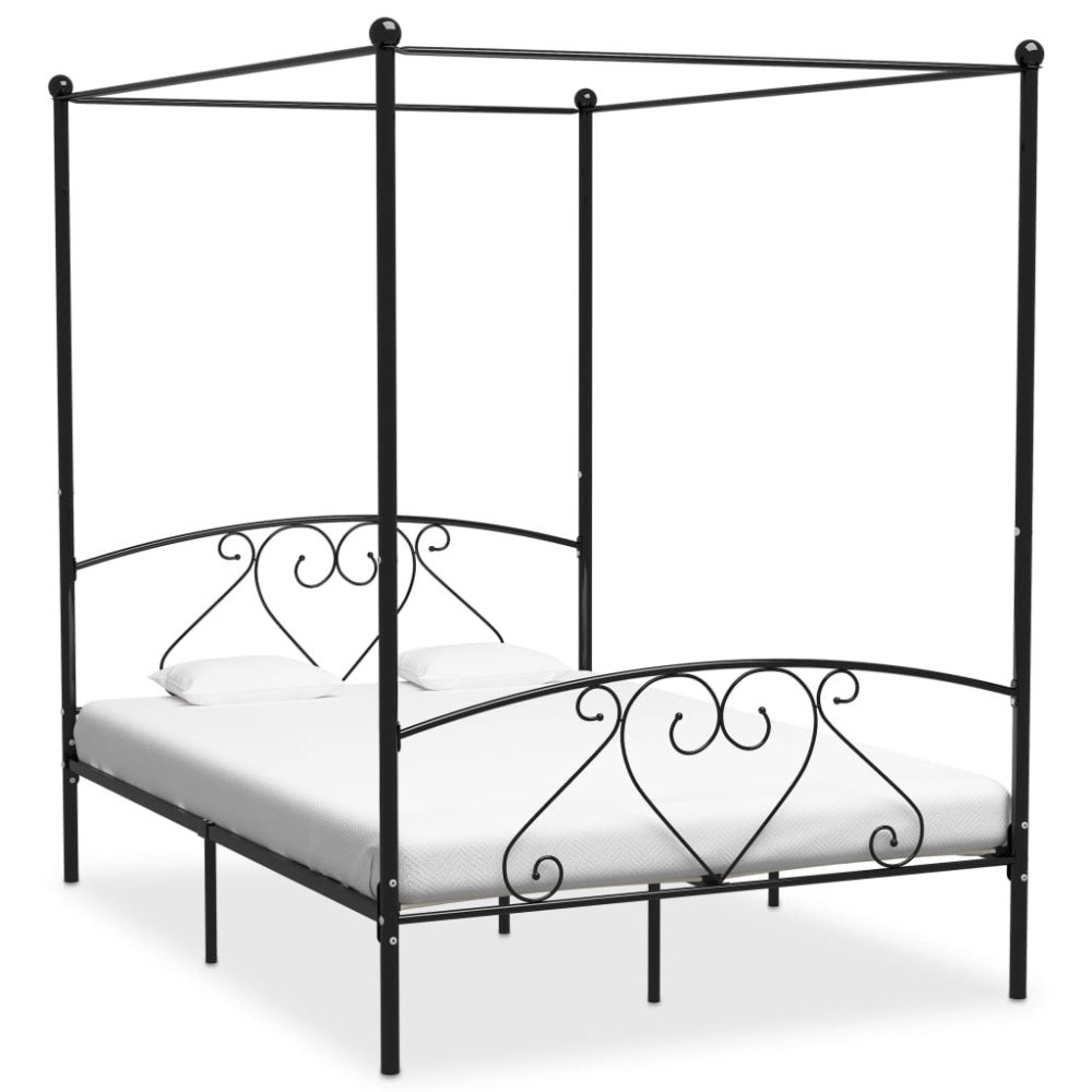 vidaXL Sänghimmel utan madrass svart 160x200 cm metall