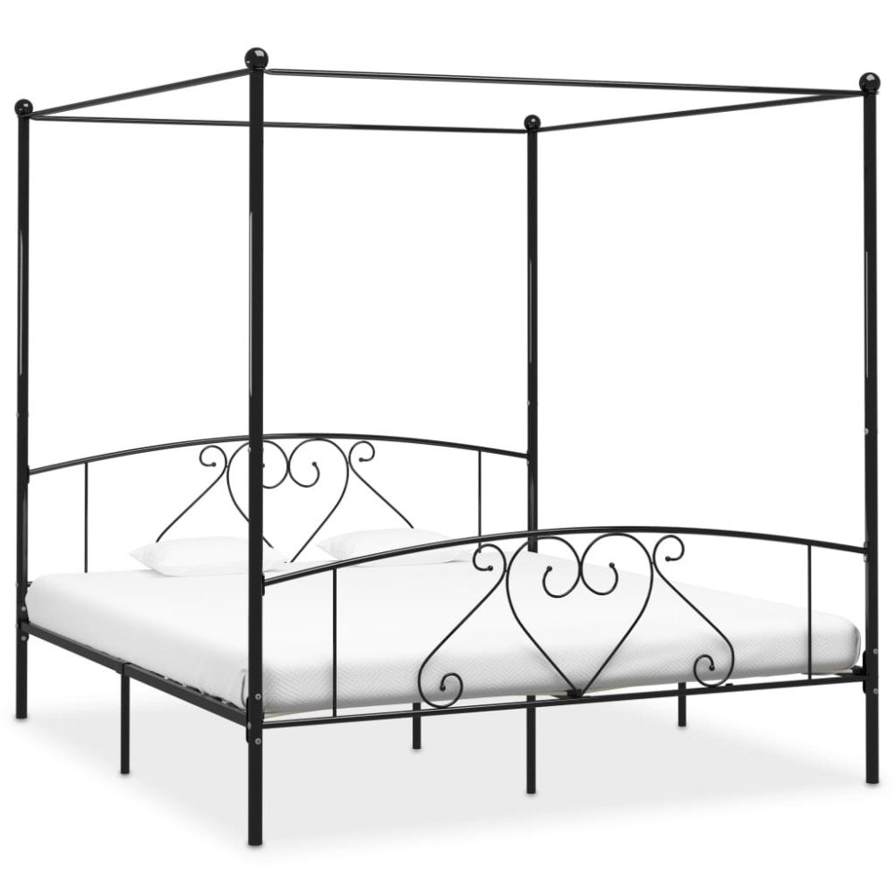 vidaXL Sänghimmel utan madrass svart 200x200 cm metall