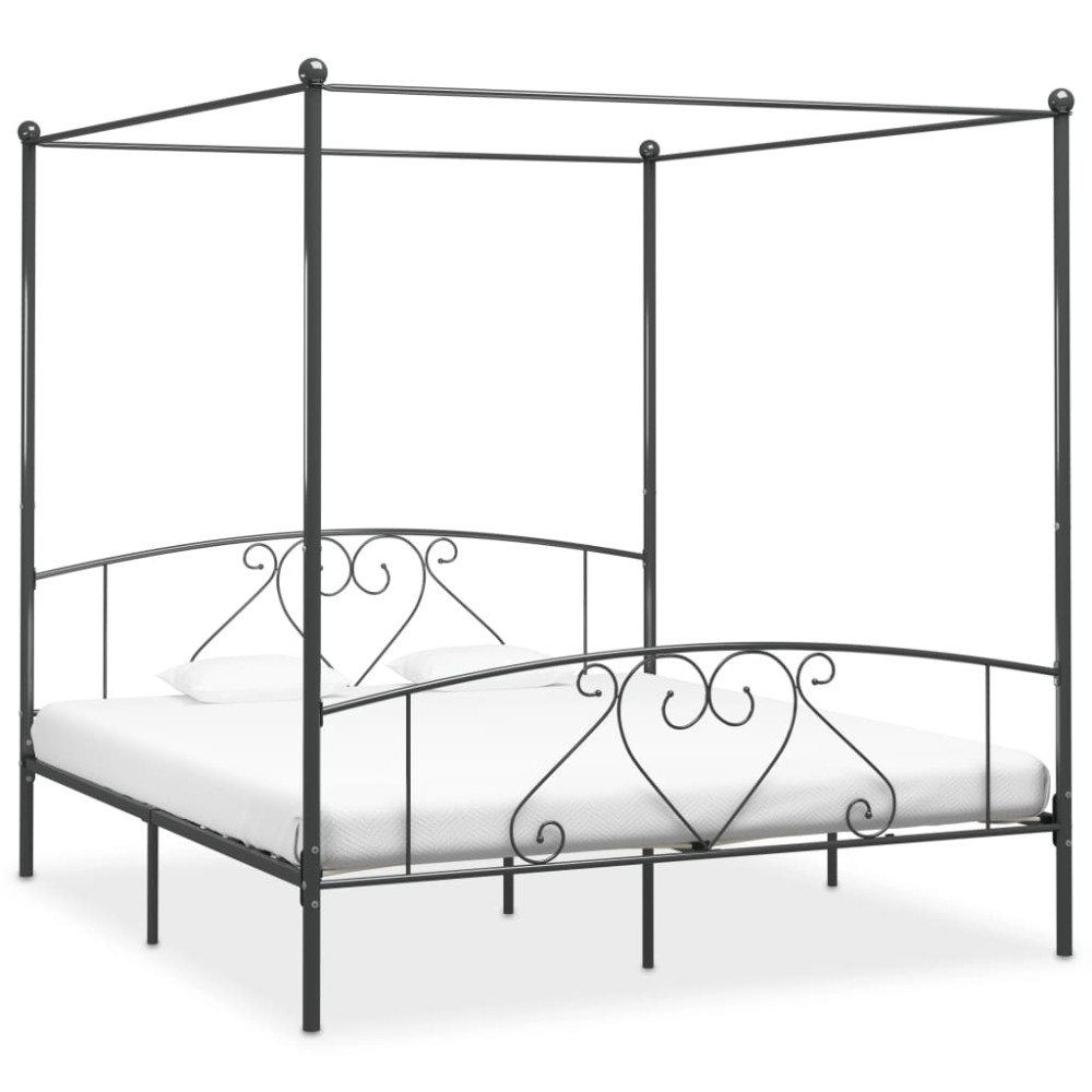 vidaXL Sänghimmel utan madrass grå metall 200x200 cm