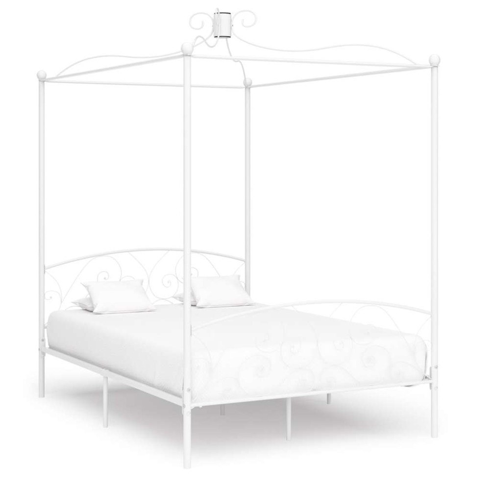 vidaXL Sänghimmel utan madrass vit 140x200 cm metall