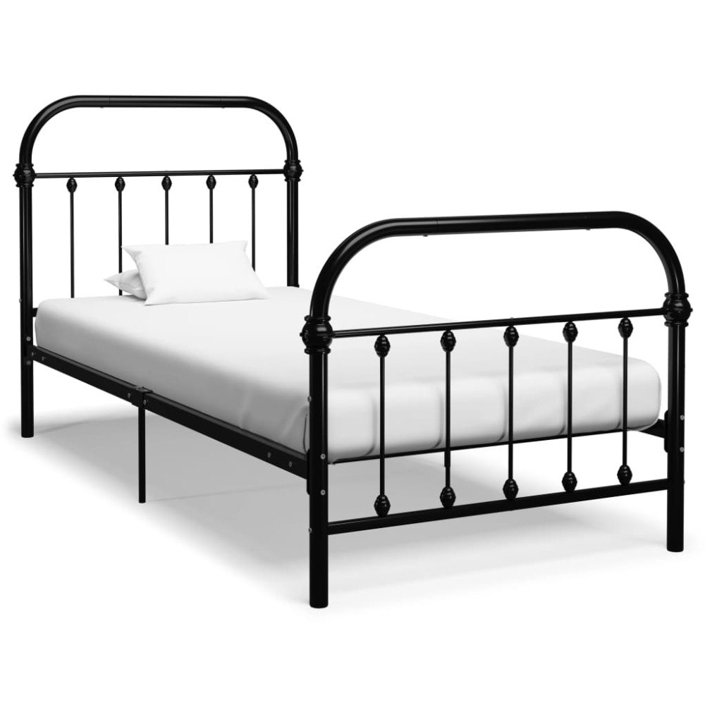 vidaXL Sängram utan madrass svart metall 90x200 cm