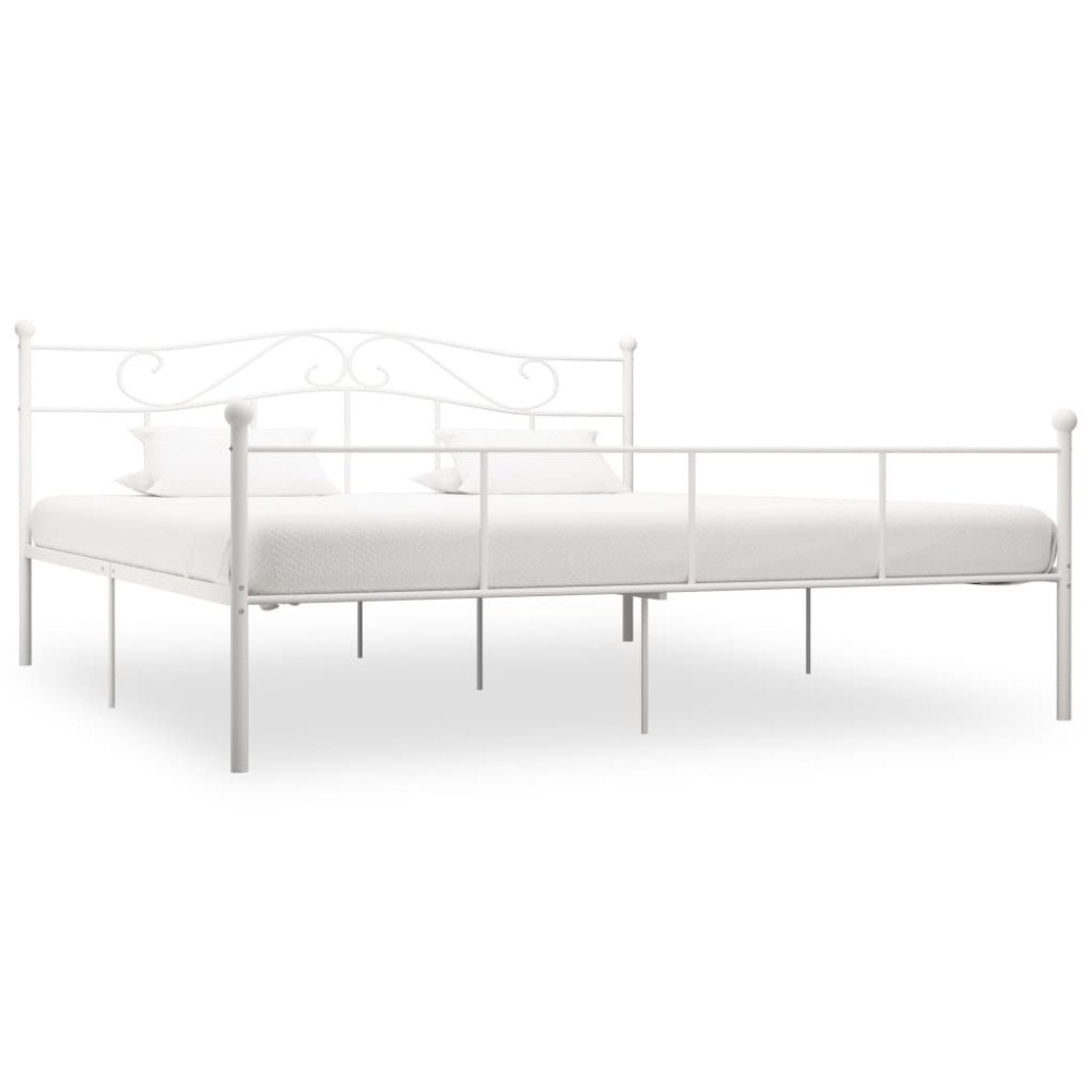 vidaXL Sängram vit metall 200x200 cm