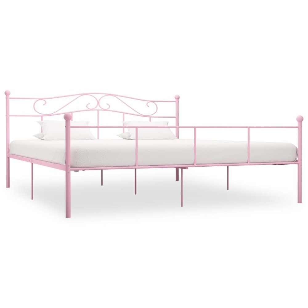 vidaXL Sängram rosa metall 200x200 cm