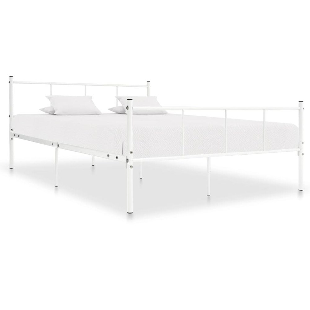 vidaXL Sängram utan madrass vit metall 120x200 cm