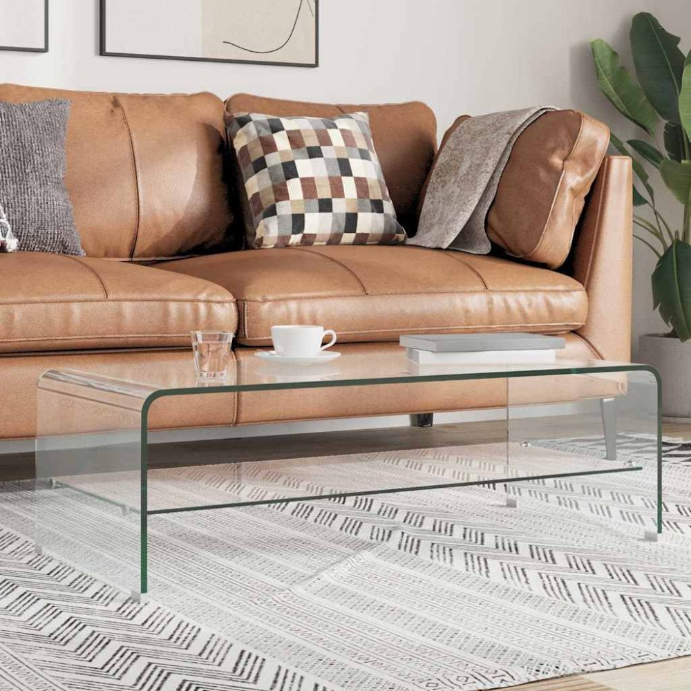 vidaXL Soffbord genomskinlig 98x45x31 cm härdat glas