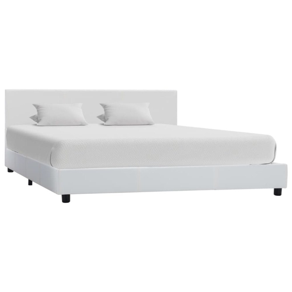 vidaXL Sängram utan madrass vit konstläder 120x200 cm