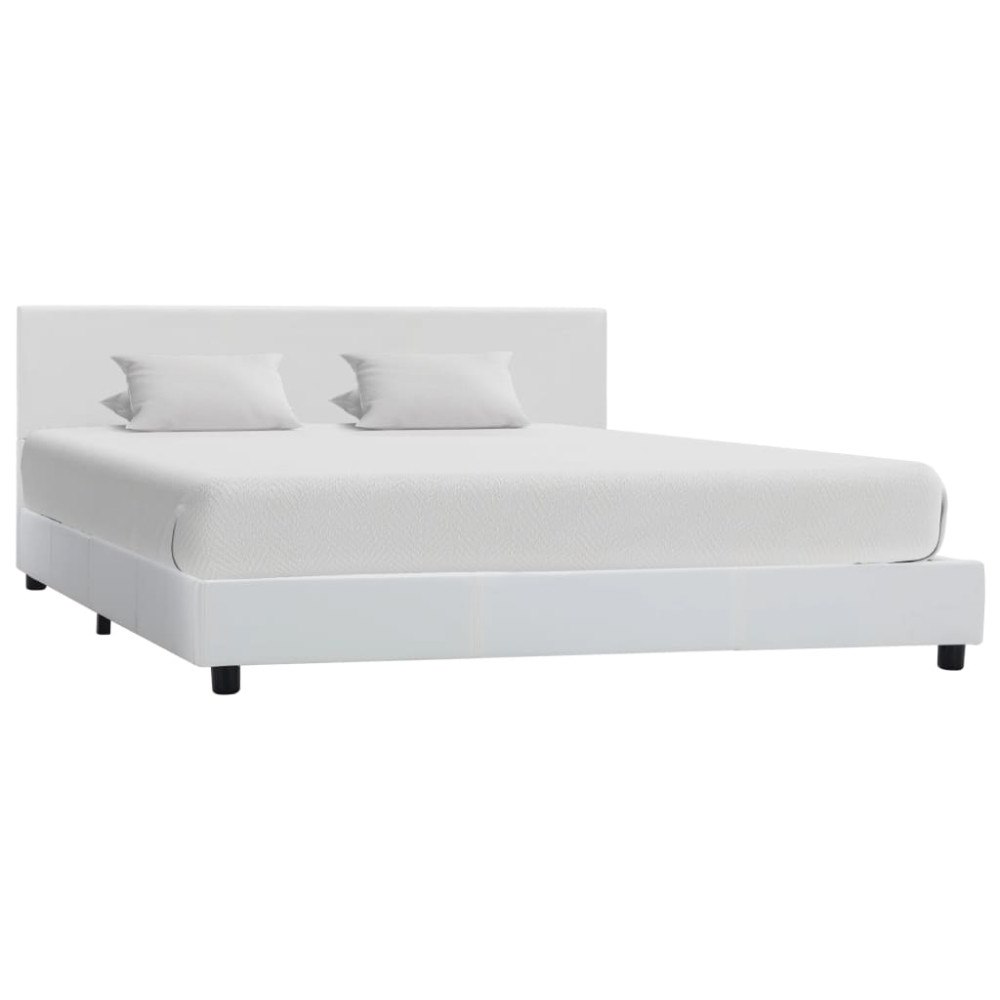 vidaXL Sängram utan madrass vit konstläder 160x200 cm