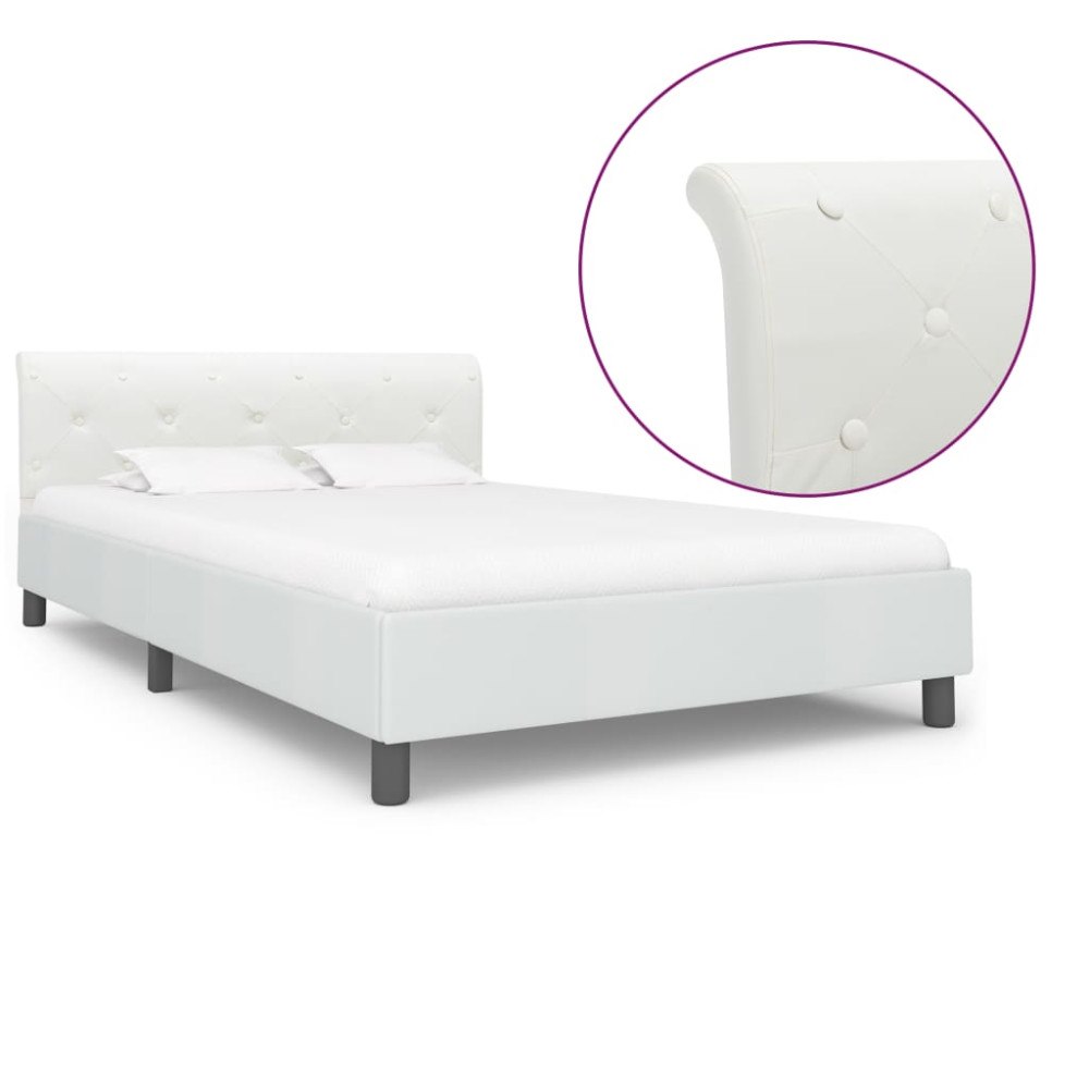 vidaXL Sängram utan madrass vit konstläder 120x200 cm